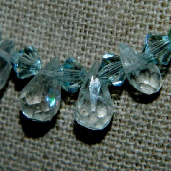 Swarovski Crystal Beaded Hand Strung Necklace w/Aquamarine briolette .925 Clasp - Picture 5 of 5